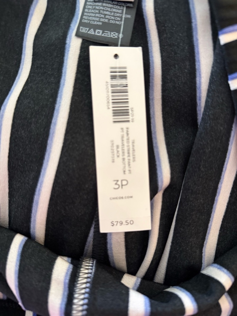 Chico's Black and White Vertical-Stripe Wide Leg Pants - Picture 8 of 9